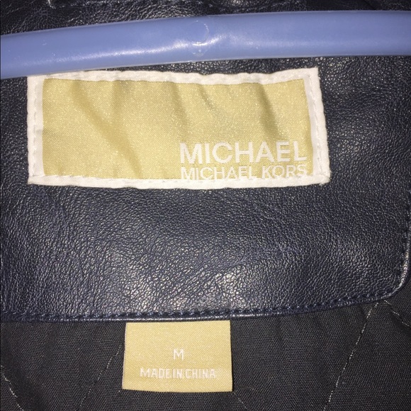 Michael Kors Blue Faux Leather Jacket - Picture 7 of 7